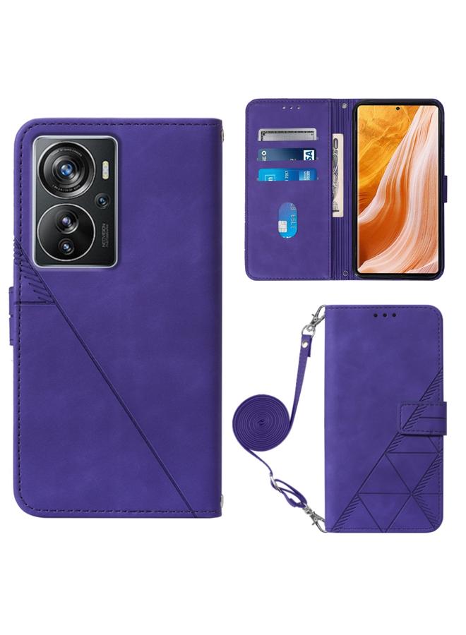 Case For ZTE Axon 40 Pro Crossbody 3D Embossed Flip Leather Phone Case