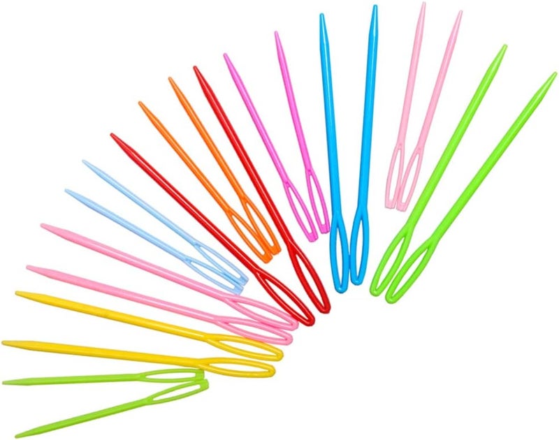 HEKISN Large-Eye Plastic Sewing Needles, 20 Pieces Colorful Safety Lacing Needles, 2 Different Sizes Yarn Sewing Needle, Learning Needles for DIY Sewing Handmade Crafts，3.5 &2.76 inch (20 Pieces) - Image 1