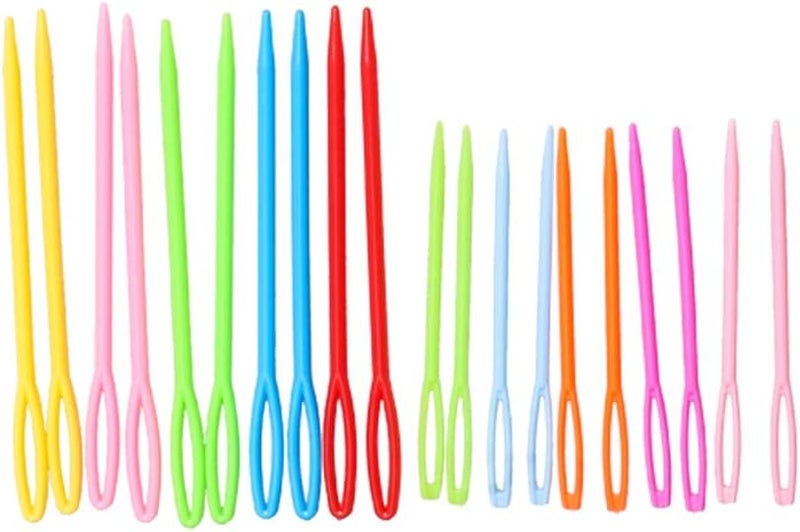 HEKISN Large-Eye Plastic Sewing Needles, 20 Pieces Colorful Safety Lacing Needles, 2 Different Sizes Yarn Sewing Needle, Learning Needles for DIY Sewing Handmade Crafts，3.5 &2.76 inch (20 Pieces) - Image 2