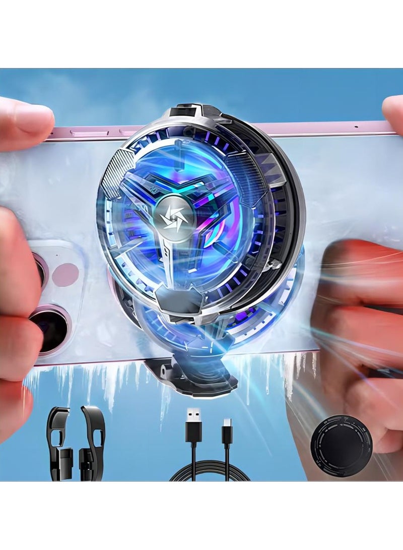 General Phone Cooler Phone Cooling Fan with Semi-conductor Cooling Chip Real-time Temperature Display Color Cycle Compatible with Mobile Phones IPad Laptops  - Image 1