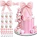 RASSLISA 36 PCS Oversized Pink Bow Cake Toppers for Girls EVA Foam Bowknot Princess Cake Decorations Wedding Cake Topper for Birthday Baby Shower - Image 3