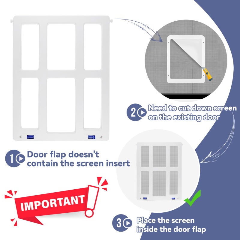 NAMSAN Dog Screen Door, Flap Opening 11.2 x 14.4 inches, Dog Door for Screen Door, Large Pet Door for Sliding Door Magnetic Self-Closing, Screen Door with Doggie Door Built in, Lockable, White - Image 5