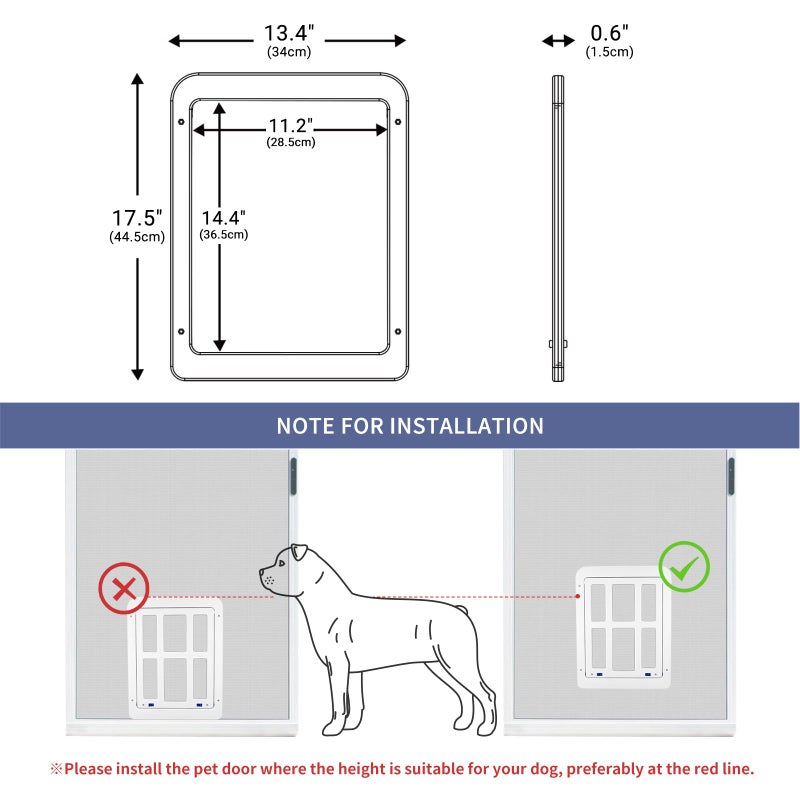 NAMSAN Dog Screen Door, Flap Opening 11.2 x 14.4 inches, Dog Door for Screen Door, Large Pet Door for Sliding Door Magnetic Self-Closing, Screen Door with Doggie Door Built in, Lockable, White - Image 3