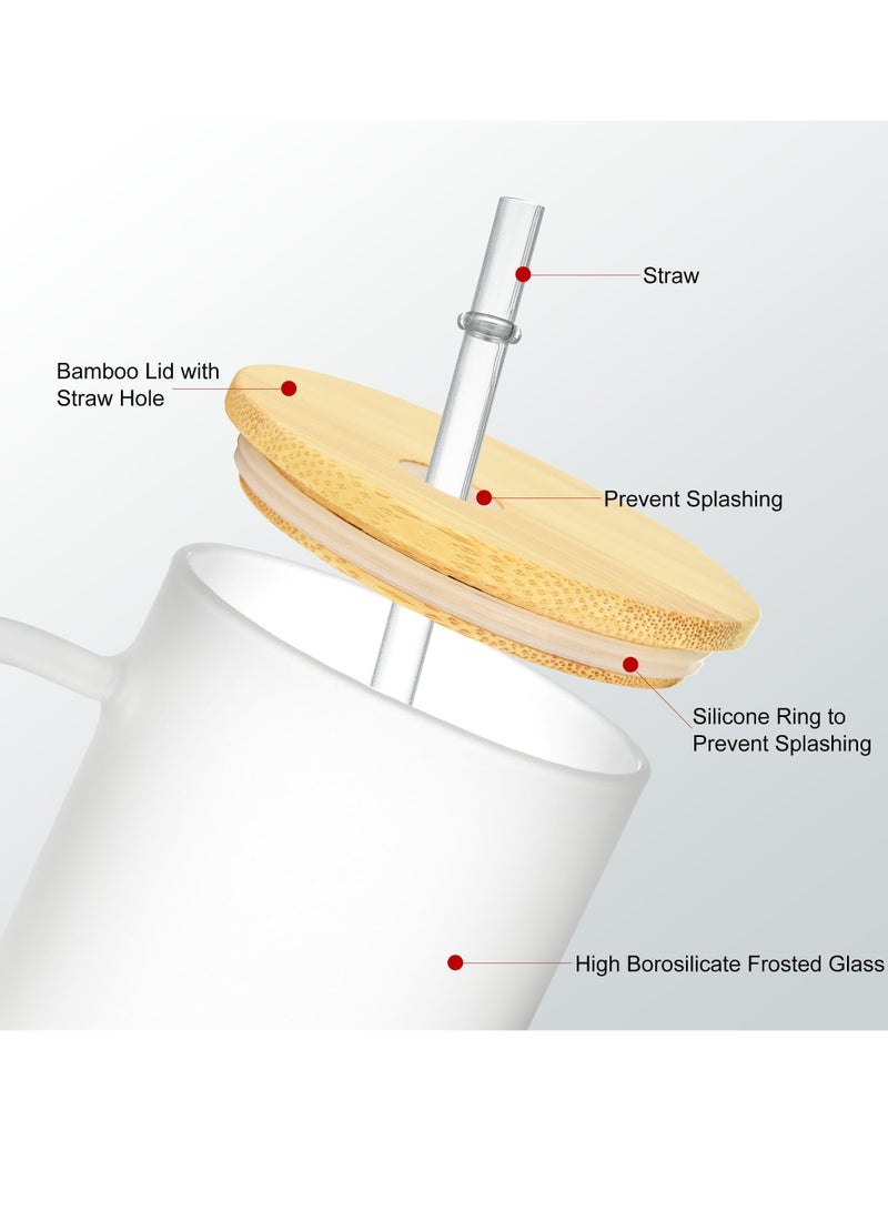 KASTWAVE 6 Pack Sublimation Glass Blanks with Bamboo Lid and Glass Straw, 17oz Frosted Sublimation Can with Handle, Sublimation Glass Cups, Sublimation Glass Tumblers for DIY Craft (480ml) - Image 4