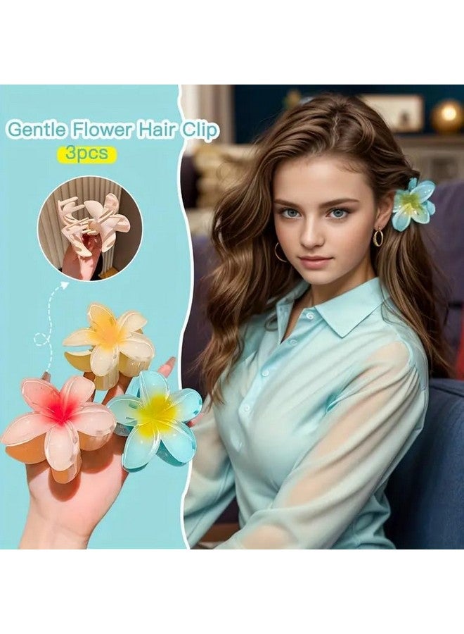 EPARTY 3pcs Large Floral Hair Claws Multi-Color Romantic Style Accessories Hairstyling Minimalist Sweet Acrylic Flower Claws Women, Middle Size Shark Clip Hairstyles Simple Colorful Egg Bohemian Claw - Image 2