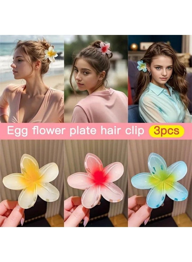 EPARTY 3pcs Large Floral Hair Claws Multi-Color Romantic Style Accessories Hairstyling Minimalist Sweet Acrylic Flower Claws Women, Middle Size Shark Clip Hairstyles Simple Colorful Egg Bohemian Claw - Image 5