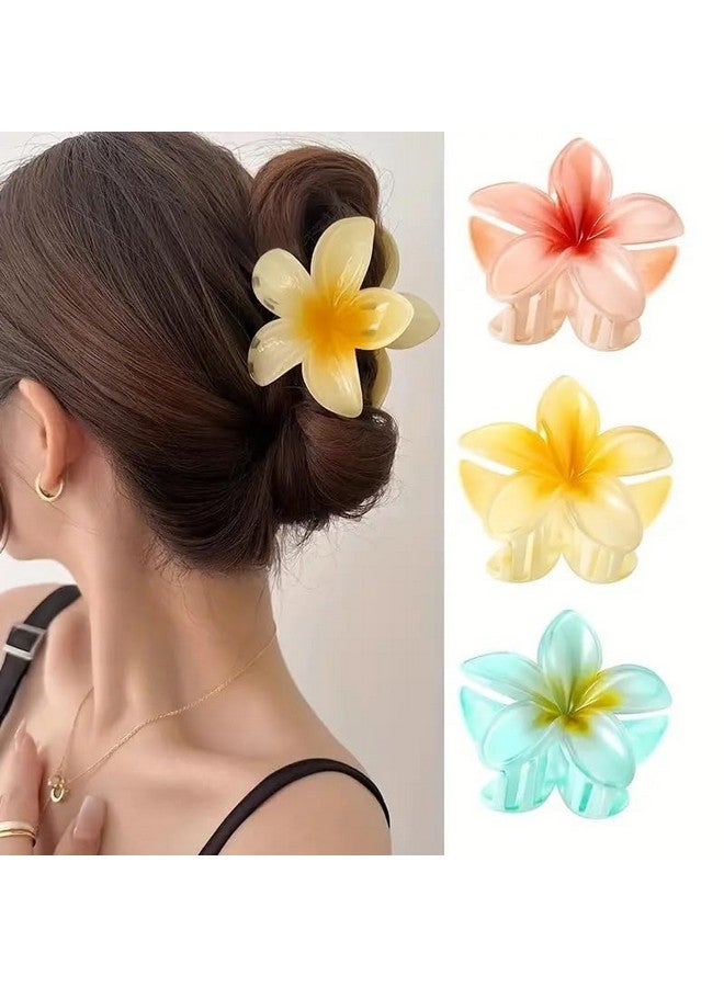 EPARTY 3pcs Large Floral Hair Claws Multi-Color Romantic Style Accessories Hairstyling Minimalist Sweet Acrylic Flower Claws Women, Middle Size Shark Clip Hairstyles Simple Colorful Egg Bohemian Claw - Image 1