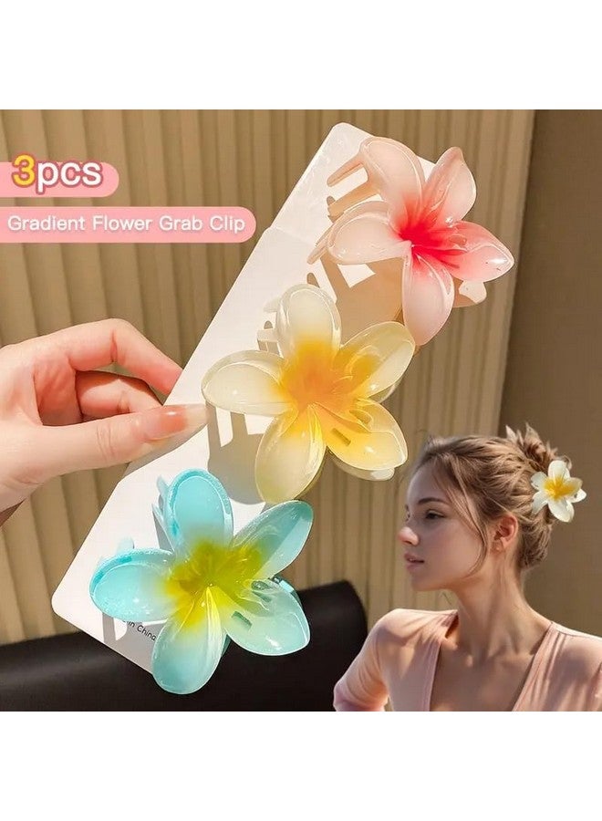 EPARTY 3pcs Large Floral Hair Claws Multi-Color Romantic Style Accessories Hairstyling Minimalist Sweet Acrylic Flower Claws Women, Middle Size Shark Clip Hairstyles Simple Colorful Egg Bohemian Claw - Image 3