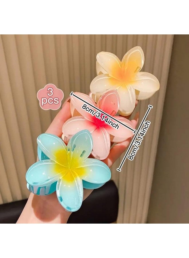 EPARTY 3pcs Large Floral Hair Claws Multi-Color Romantic Style Accessories Hairstyling Minimalist Sweet Acrylic Flower Claws Women, Middle Size Shark Clip Hairstyles Simple Colorful Egg Bohemian Claw - Image 4
