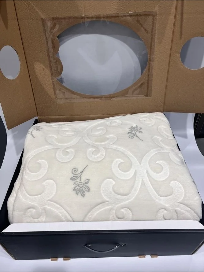 MERINOS Sparkle Blanket Double Bone-Silver