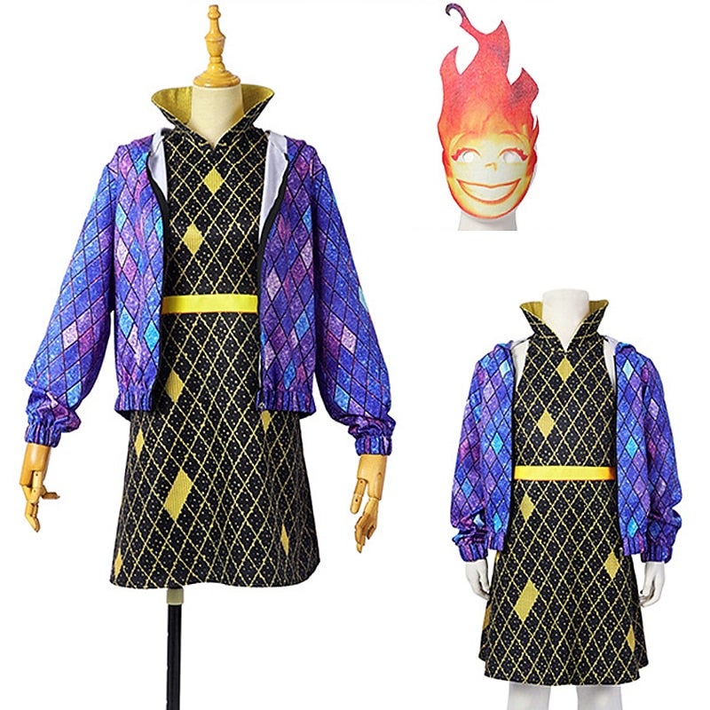 Y&D Couples Elemental Ember Wade Cosplay Costume for Adults Kids Anime Movie 2023 Dress Jacket Shirt Mask Carnival Halloween Couples - Image 3