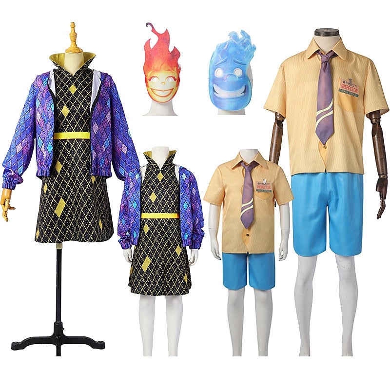 Y&D Couples Elemental Ember Wade Cosplay Costume for Adults Kids Anime Movie 2023 Dress Jacket Shirt Mask Carnival Halloween Couples - Image 2