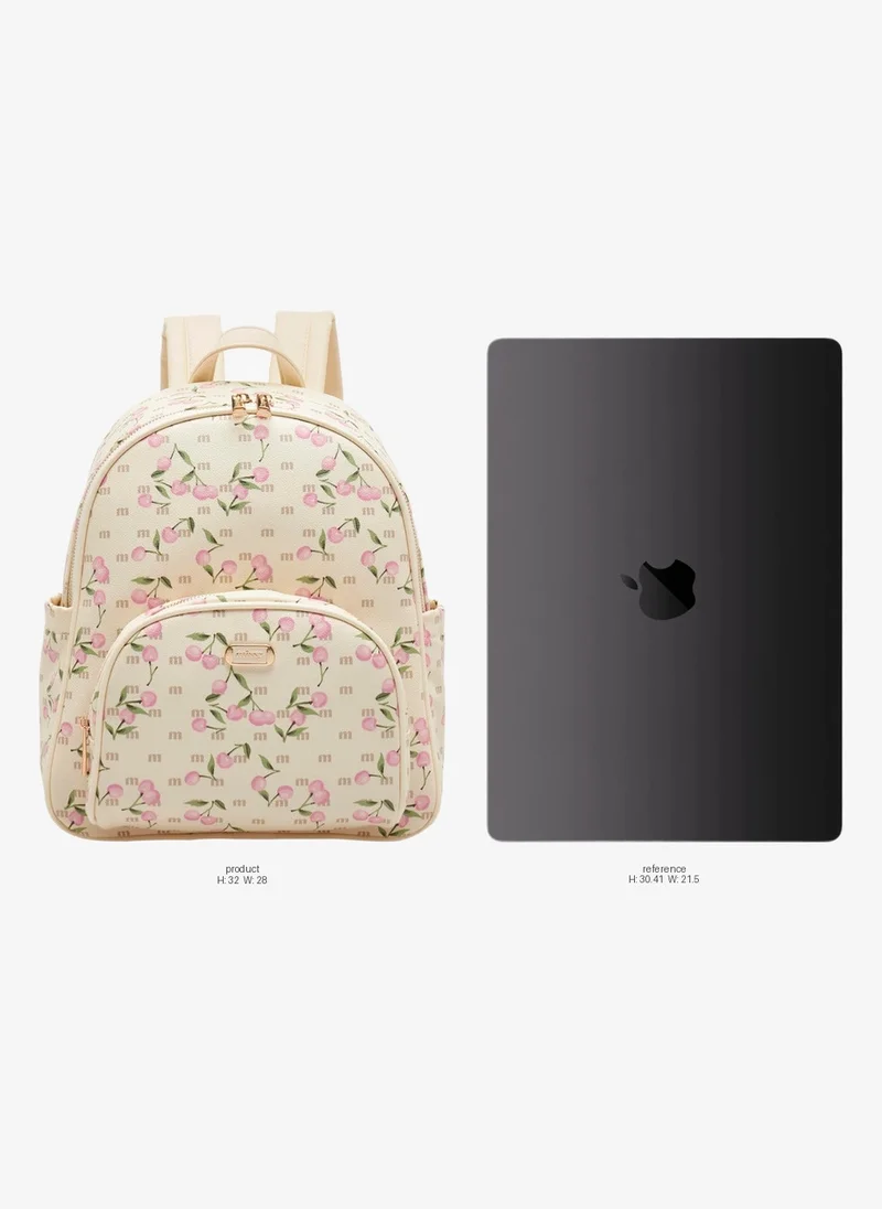 Missy Cherry Print Backpack With Adjustable Straps