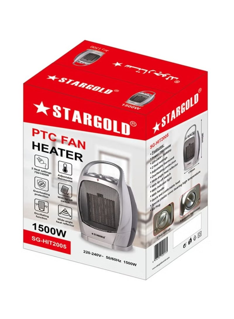 Stargold 1500W Portable Electric PTC Fan Room Heater – Fast Heating for Bedroom, Office & Living Room, Energy-Efficient Ceramic Heater, Adjustable Heat Settings, Compact & Safe Design  - Image 2