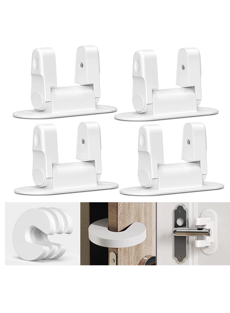 Childproof Door Lever Lock, 7 Pieces Hole-free Door Handle Holder Kids Safety Lock Door Blocking Tool Stopper Interior Door Accessories for Preventing Finger Pinch Injuries Slamming Door - Image 1