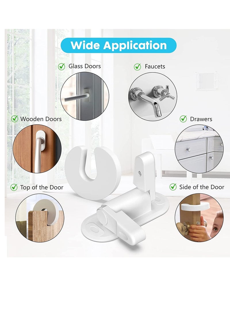 Childproof Door Lever Lock, 7 Pieces Hole-free Door Handle Holder Kids Safety Lock Door Blocking Tool Stopper Interior Door Accessories for Preventing Finger Pinch Injuries Slamming Door - Image 3