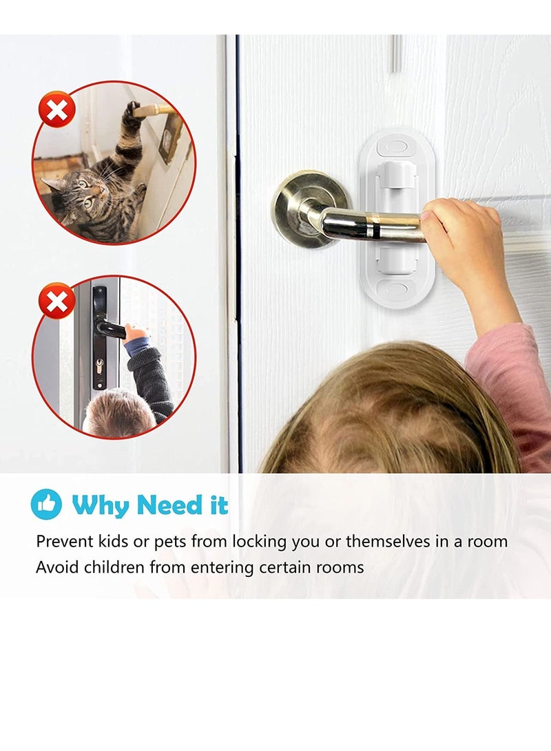 Childproof Door Lever Lock, 7 Pieces Hole-free Door Handle Holder Kids Safety Lock Door Blocking Tool Stopper Interior Door Accessories for Preventing Finger Pinch Injuries Slamming Door - Image 5