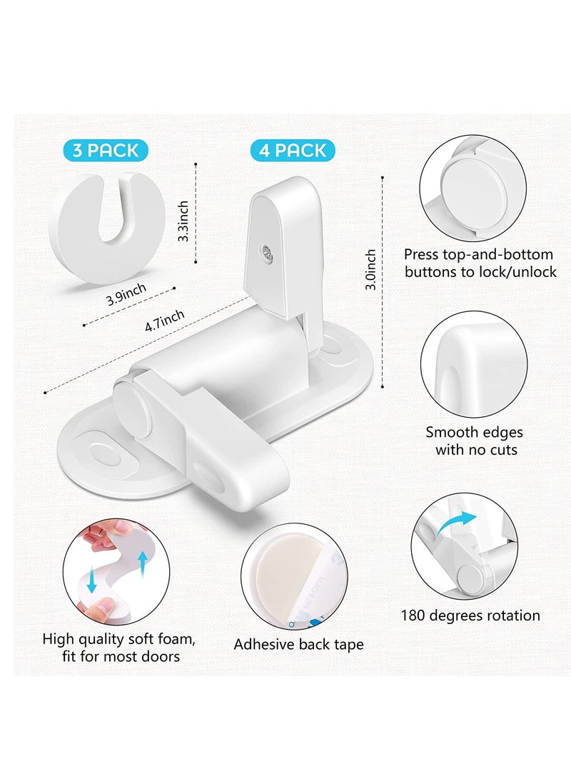 Childproof Door Lever Lock, 7 Pieces Hole-free Door Handle Holder Kids Safety Lock Door Blocking Tool Stopper Interior Door Accessories for Preventing Finger Pinch Injuries Slamming Door - Image 4