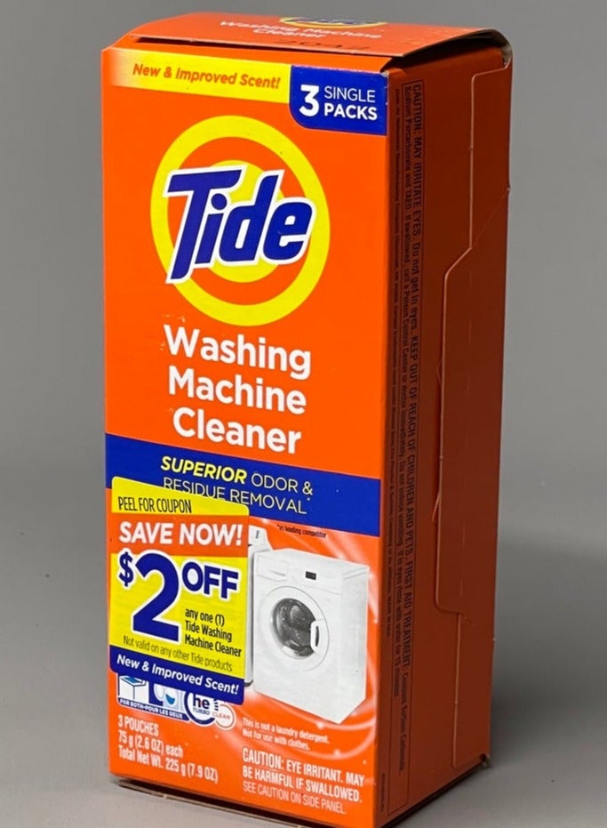Tide Washing Machine Cleaner Superior Odor and Residue Removal, 3 Single Pack