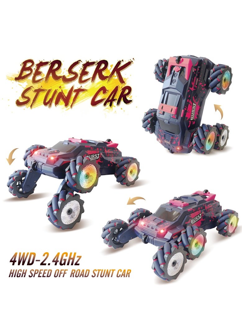 Six-Wheel Multifunctional Swing Arm Stunt Dual-Mode Remote Control Car with Spray Lights, USB Charging, Red, 25X20X10CM  - Image 1