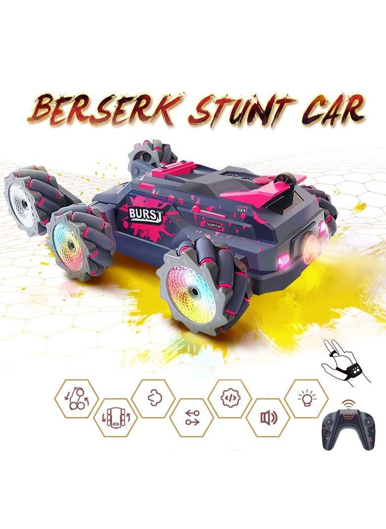 Six-Wheel Multifunctional Swing Arm Stunt Dual-Mode Remote Control Car with Spray Lights, USB Charging, Red, 25X20X10CM  - Image 3