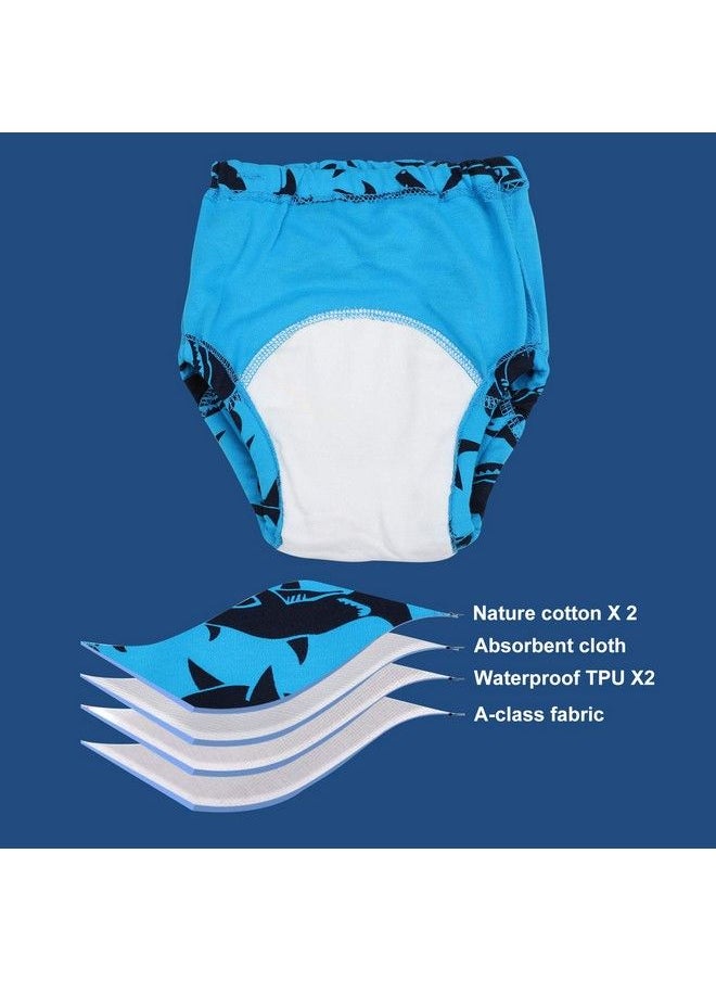 MooMoo Baby - 6 Packs Cotton Training Pants Reusable Toddler Potty Training Underwear For Boy And Girl Dinosaur 2T Blue - Image 1
