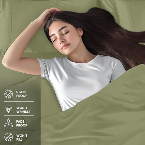 Utopia Bedding Queen Sheet Set – 4 Piece Bed Sheets for Queen Size Bed, Soft and Breathable Microfiber, Includes 1 Fitted Sheet, 1 Flat Sheet and 2 Pillowcases (Olive) - Image 3
