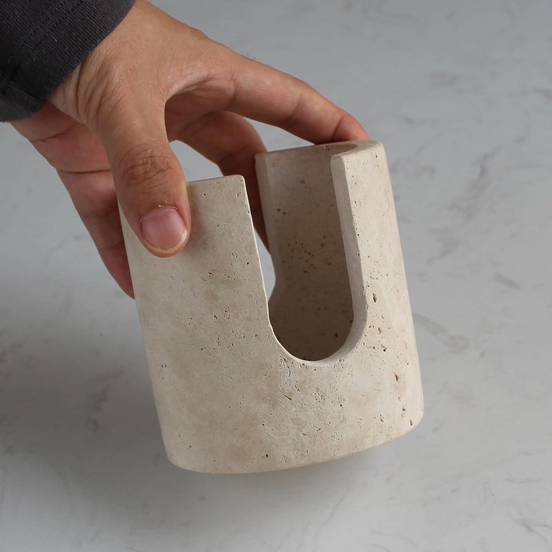 Nawgnail Natural Marble Travertine Sponge Holder for Kitchen Counter, Drying Rack, Sponge Caddy for Sink Organizer - Beige Travertine - Image 2