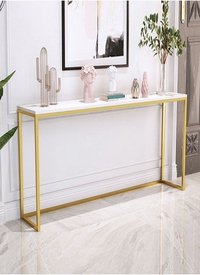 fashionhome - Side Tables Wall Desk, Console Entryway Hallway Table Home Office Table with Marble Top Heavy Duty Metal Frame Computer Desk for Any Apartment Home or Office End Table - Image 1