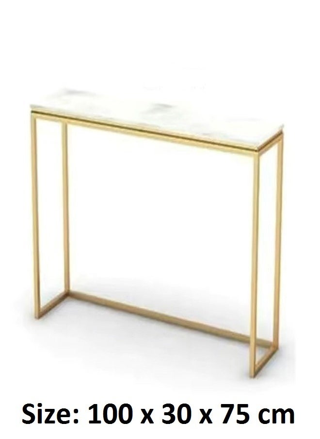 fashionhome - Side Tables Wall Desk, Console Entryway Hallway Table Home Office Table with Marble Top Heavy Duty Metal Frame Computer Desk for Any Apartment Home or Office End Table - Image 1