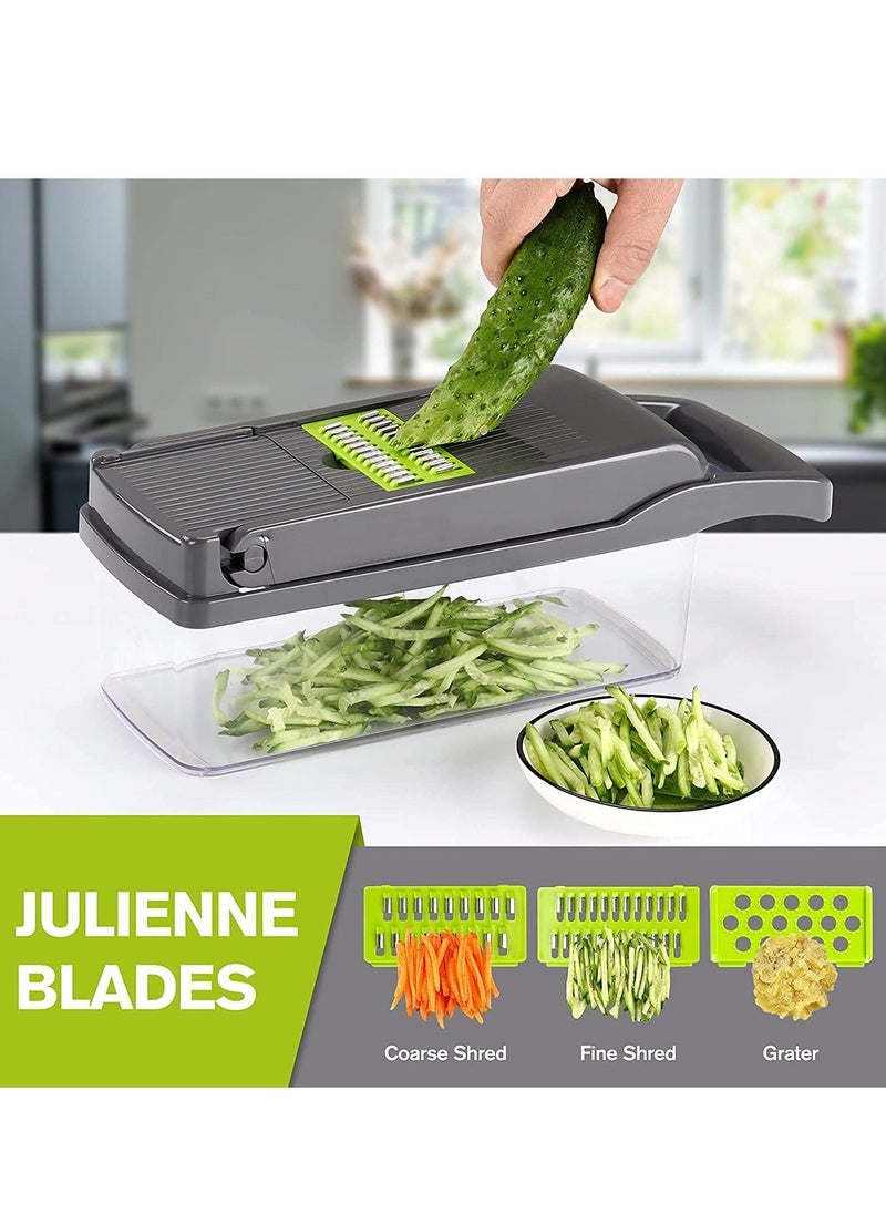 Raxoom Vegetable Chopper Slicer Dicer - 12 -in -1 Onion Chopper Fruits Cutter Mandoline Slicer Food Chopper/Cutter with 7 Stainless Steel Blades, Adjustable Slicer & Dicer with Storage Container - Image 3