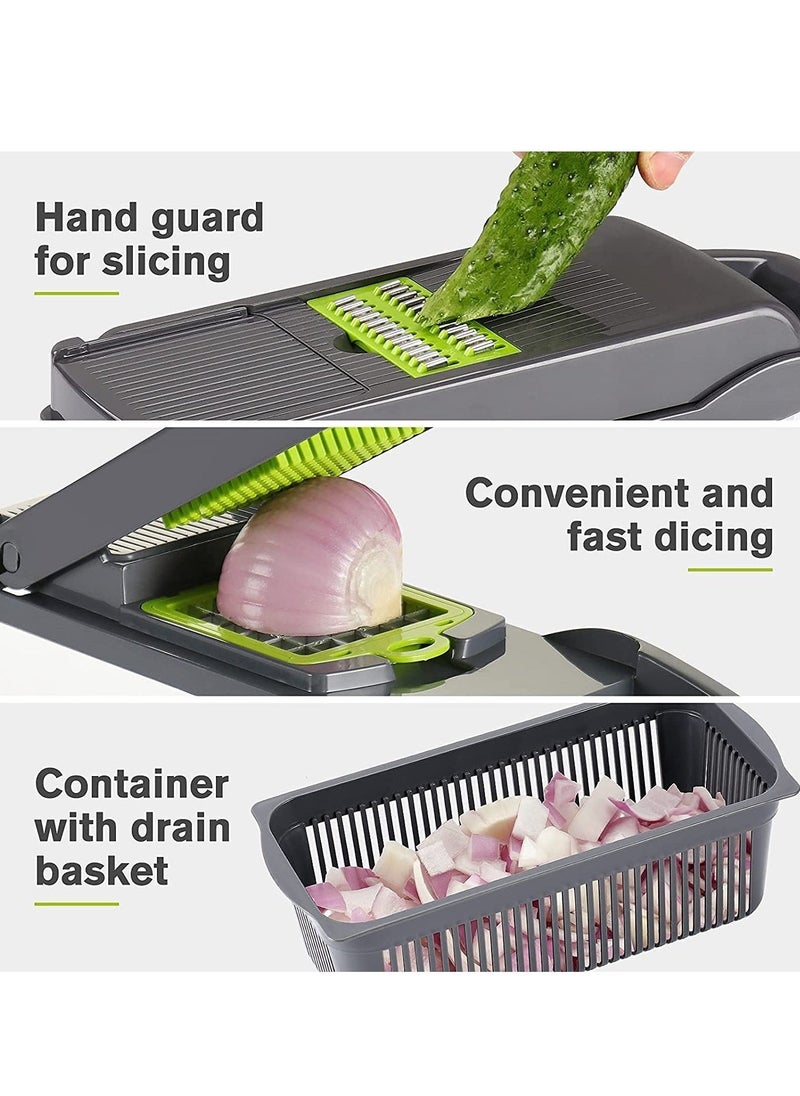 Raxoom Vegetable Chopper Slicer Dicer - 12 -in -1 Onion Chopper Fruits Cutter Mandoline Slicer Food Chopper/Cutter with 7 Stainless Steel Blades, Adjustable Slicer & Dicer with Storage Container - Image 5