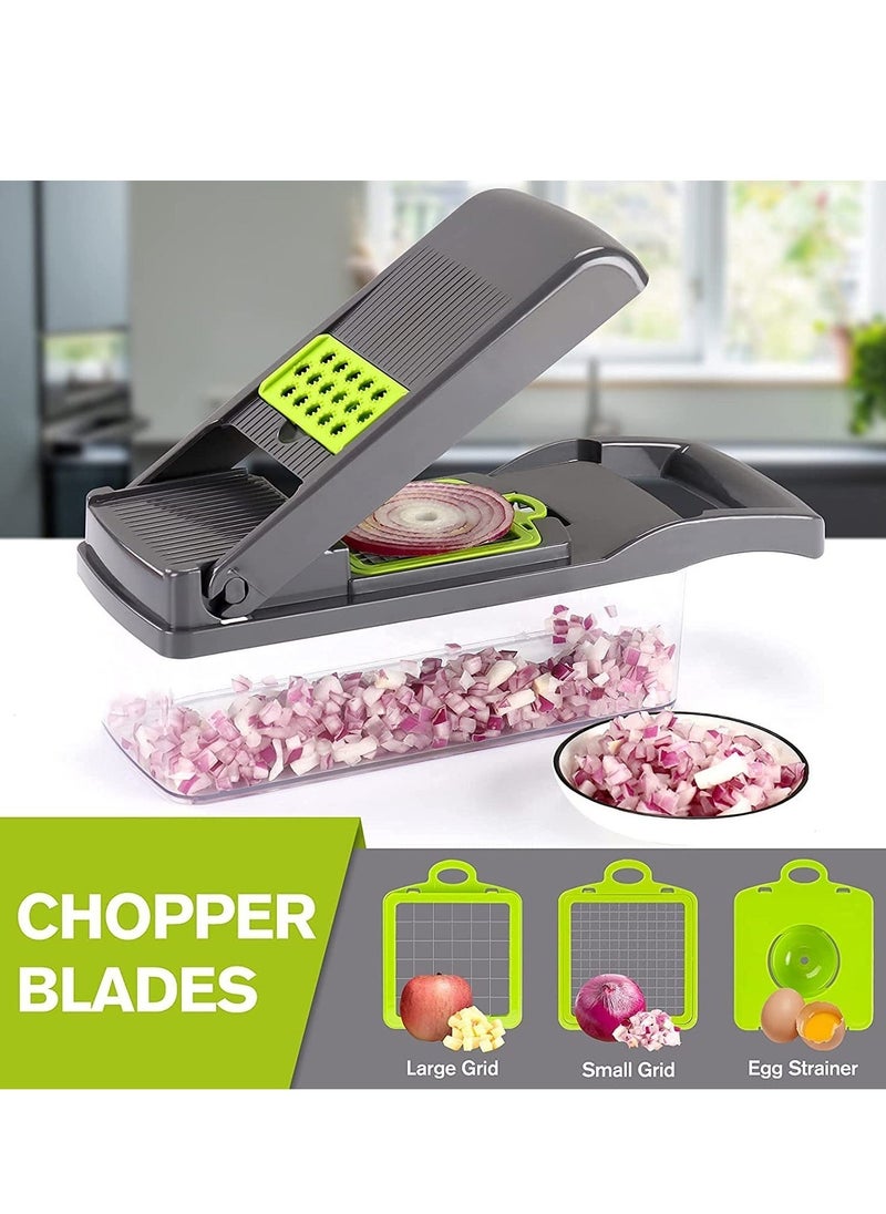 Raxoom Vegetable Chopper Slicer Dicer - 12 -in -1 Onion Chopper Fruits Cutter Mandoline Slicer Food Chopper/Cutter with 7 Stainless Steel Blades, Adjustable Slicer & Dicer with Storage Container - Image 2