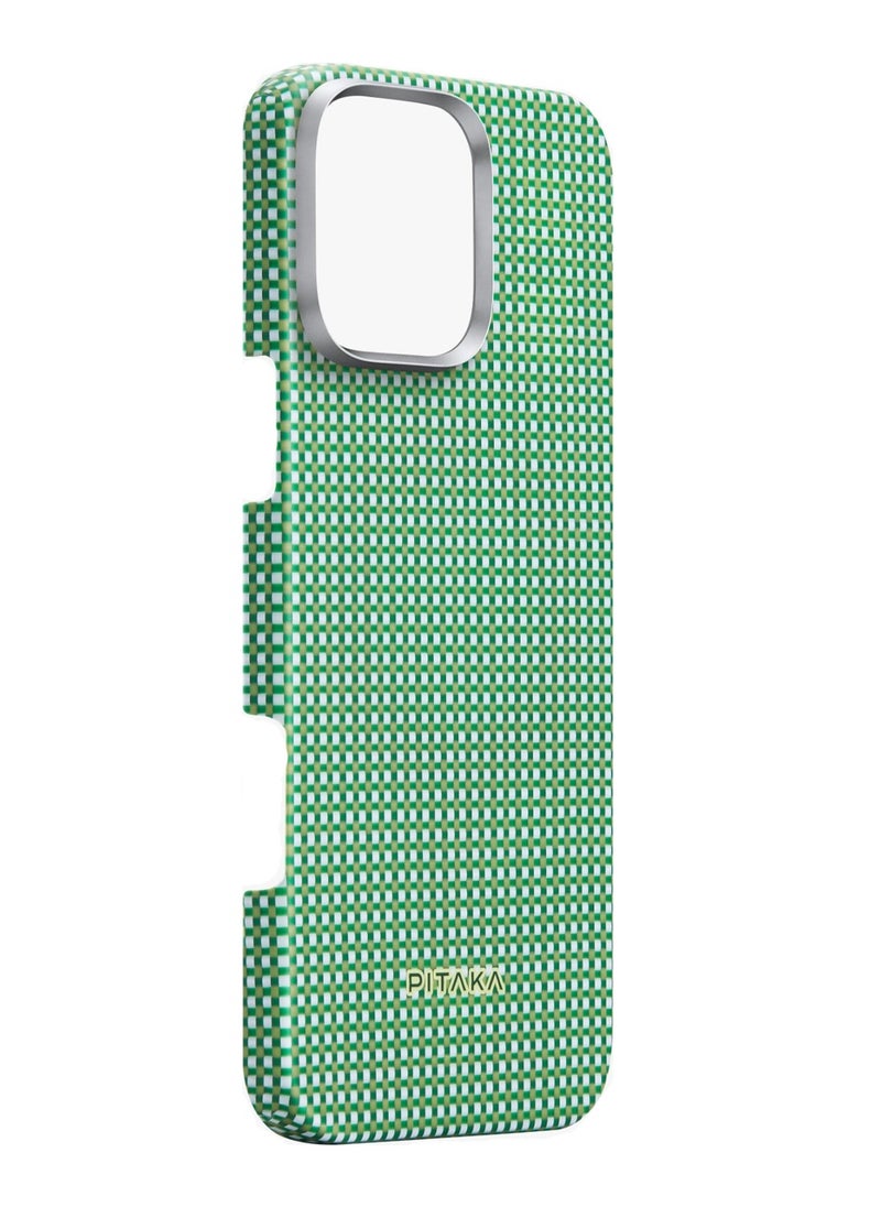 PITAKA - iPhone 16 Pro Ultra Slim Case / MagSafe Compatible / 3D Grip Textured / Raised Camera Lip / Drop and Damage Protection - Forest Green - Image 1