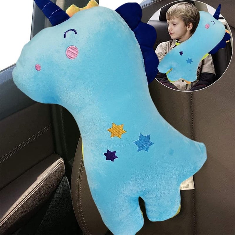 DAGDIYA DAGDIYA Seatbelt Pillow for Kids - Blue Car Seat Belt Cushion & Headrest Support - Comfortable Shoulder Pad & Seat Strap Adjuster for Children & Baby - Safe Travel Accessory - Image 2