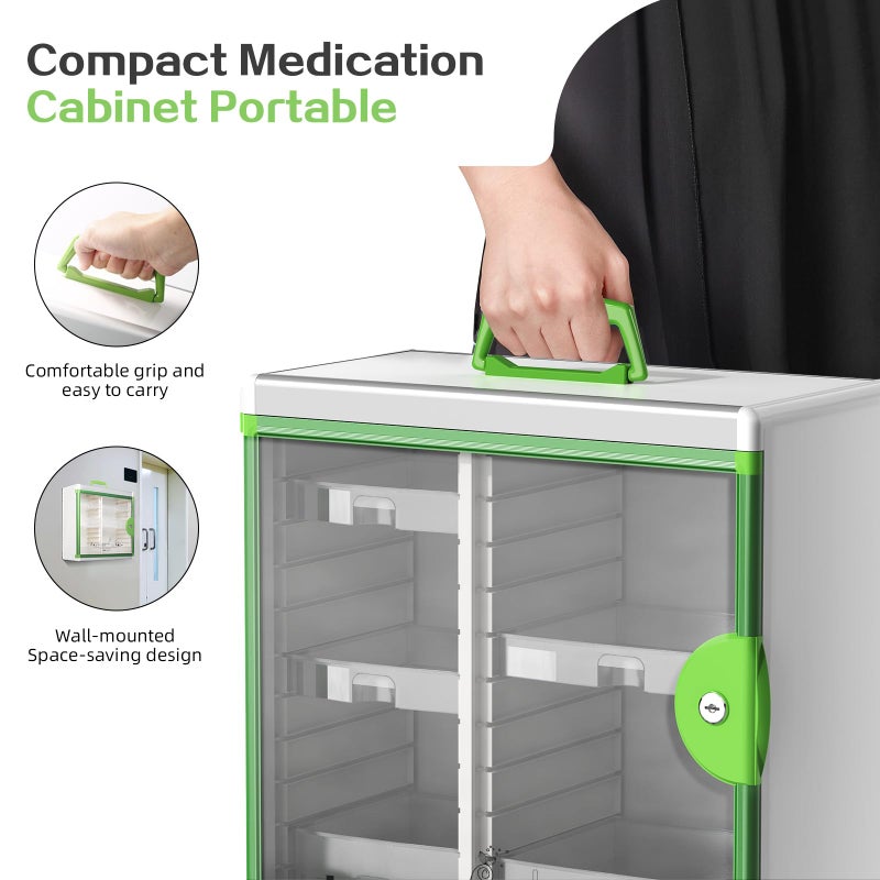 Glosen Medicine Cabinet Locking Medicine Cabinet Wall Mountedã€ Green 13.6 x 13.4 x 6.5 Inch ã€‘ Portable Storage Container Big Capacity - Image 5