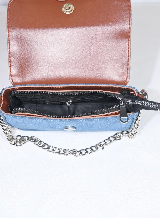 Donicy Denim chain handle sling bag - Image 4