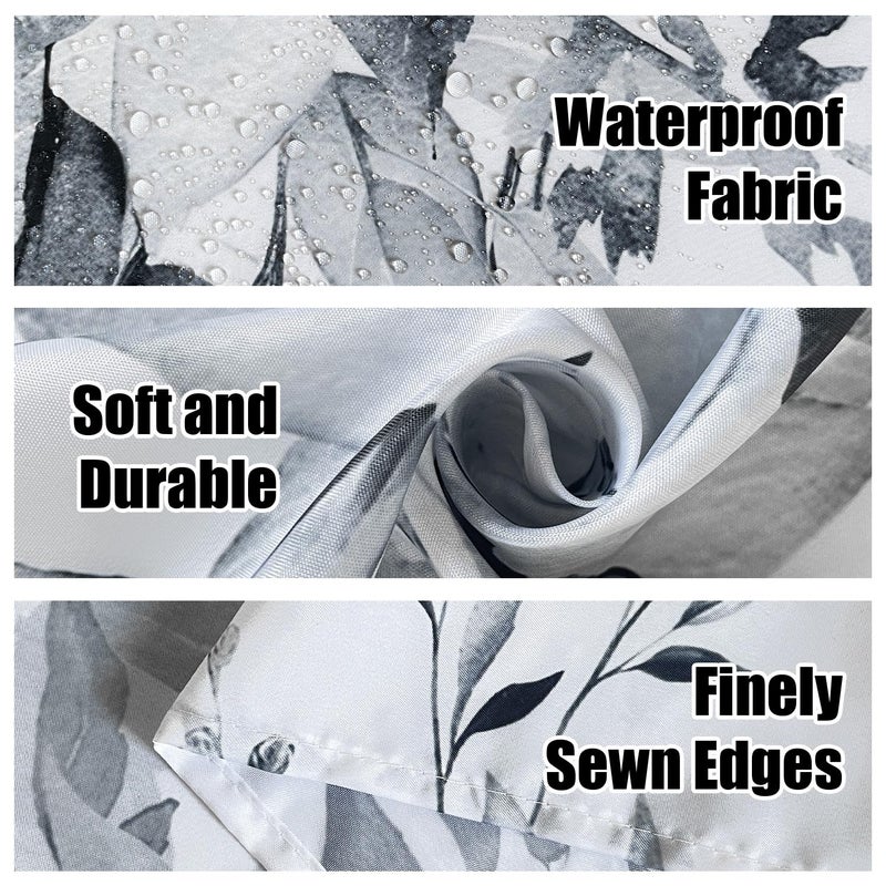 JWXCBIM Dark Gray Eucalyptus Leaves Shower Curtain, Aesthetic Art Watercolor Plant Floral Leaf Bathroom Decor, Waterproof Fabric Bath Curtain Set with Hooks 72x72 Inches - Image 4
