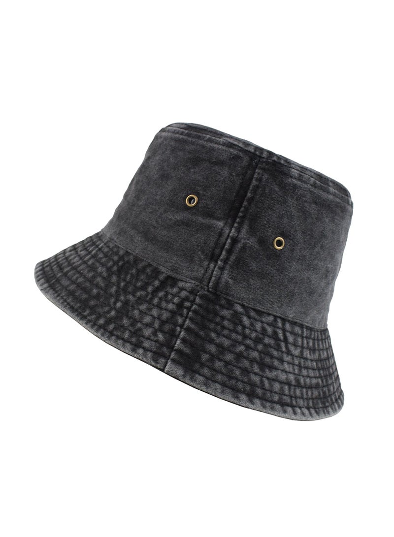 Generic Washed fisherman's hat Denim sun hat Outdoor sunscreen spray basin hat Fashion travel hat  - Image 1