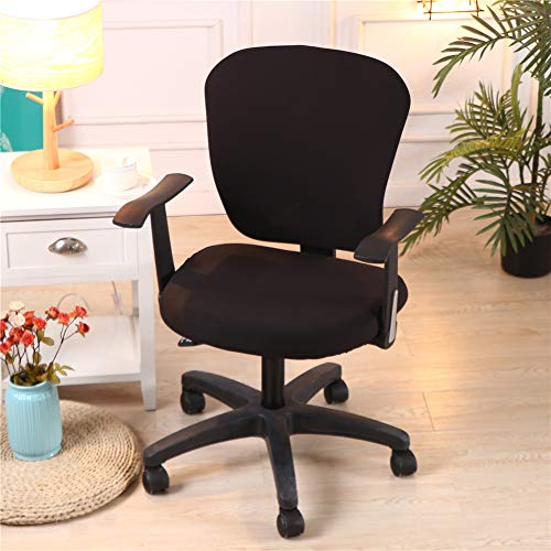 Jinzio Computer Office Chair Cover - Split Protective & Stretchable Cloth Polyester Universal Desk Task Chair Chair Covers Stretch Rotating Chair Slipcover, Black - Image 2