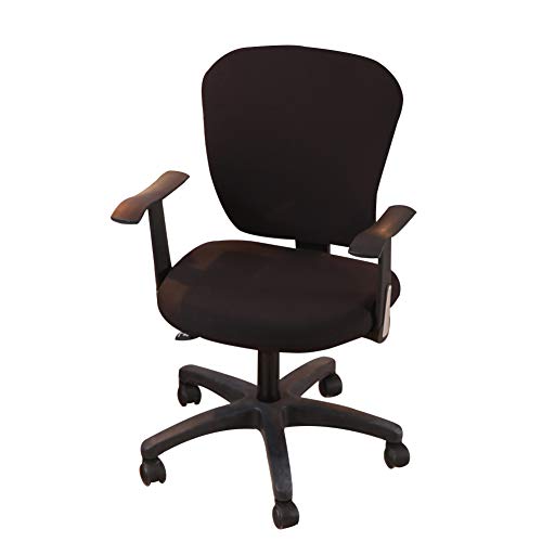 Jinzio Computer Office Chair Cover - Split Protective & Stretchable Cloth Polyester Universal Desk Task Chair Chair Covers Stretch Rotating Chair Slipcover, Black - Image 1