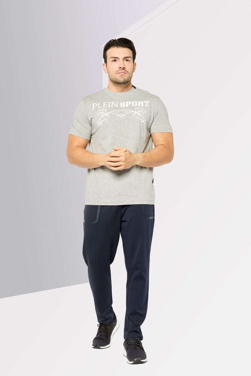 PHILIPP PLEIN Plein Sport Men Sportswear Fit Short Sleeves Outdoor T-Shirt, Grey - Image 2