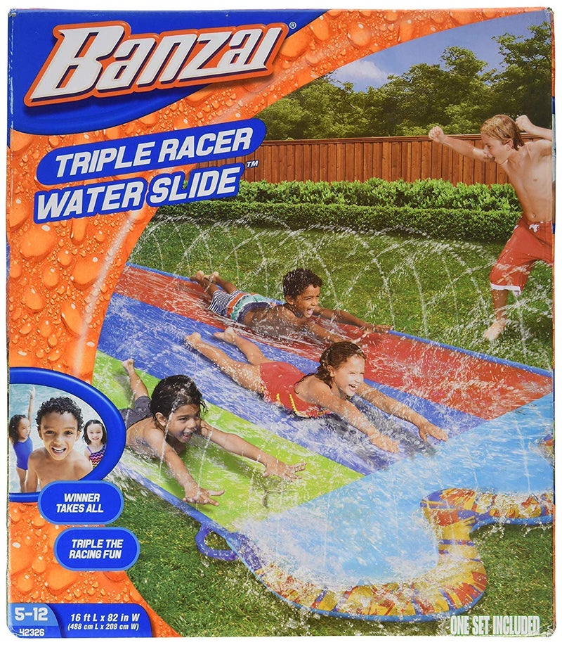 Banzai Triple Racer 16 Ft Water Slide-with 3 bodyboards included, Multicolor - Image 2