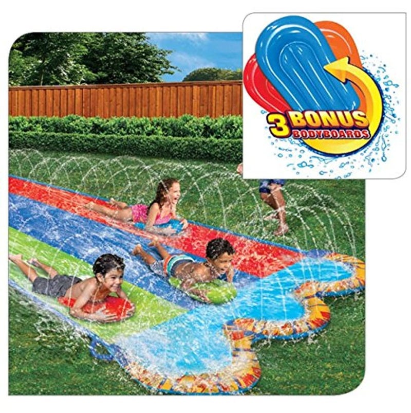 Banzai Triple Racer 16 Ft Water Slide-with 3 bodyboards included, Multicolor - Image 1