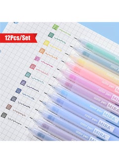 MIRA Brands 12-Piece Colored Gel Pens Set, Kawaii Blue 0.5 Mm Ballpoint Pen For Journal Cute School Supplies Stationery Office Accessories  - Image 1