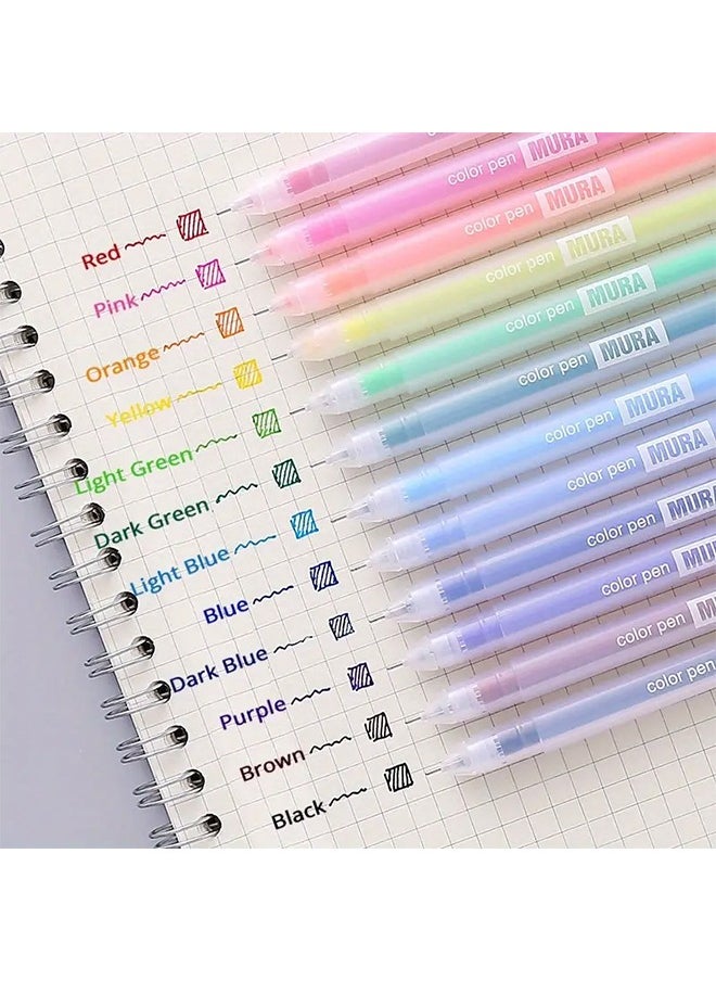 MIRA Brands - 12-Piece Colored Gel Pens Set, Kawaii Blue 0.5 Mm Ballpoint Pen For Journal Cute School Supplies Stationery Office Accessories - Image 1