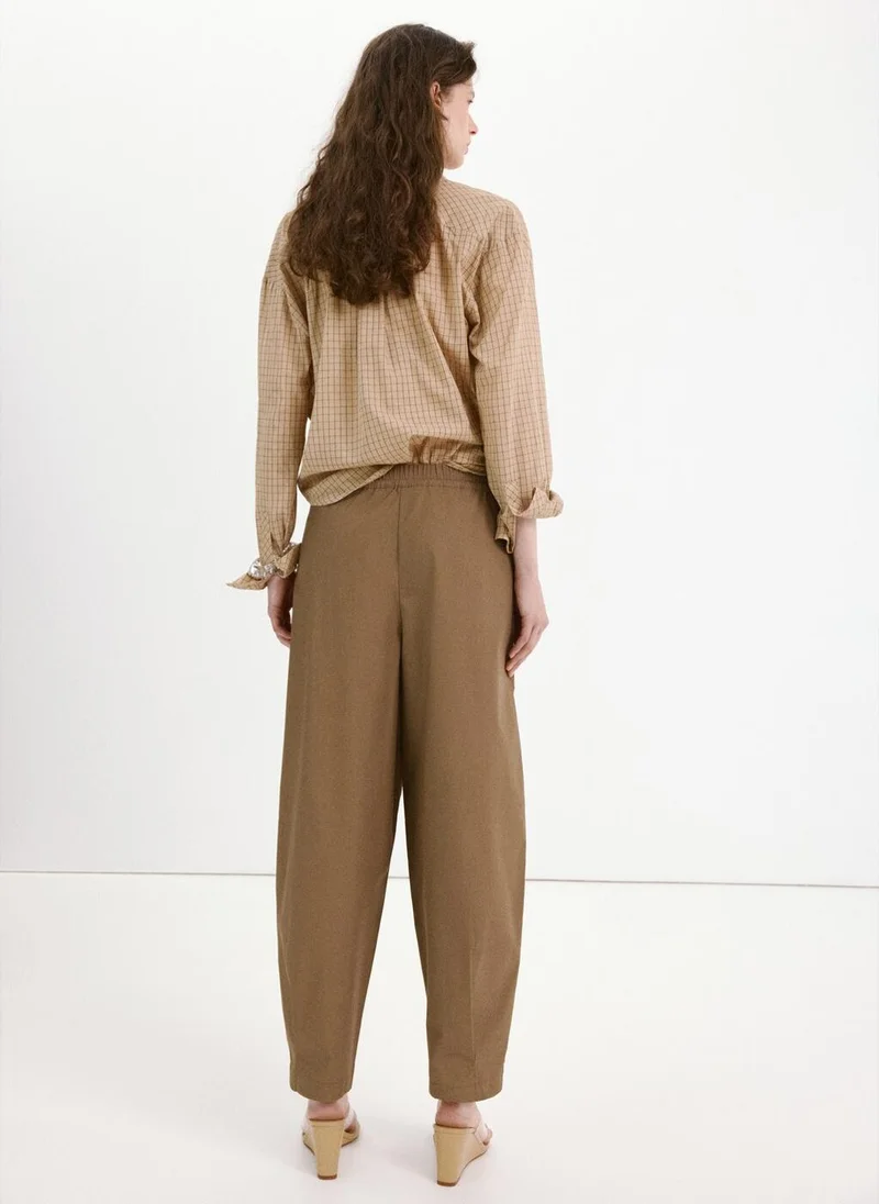 MANGO 100% cotton pants with embroidered stripe