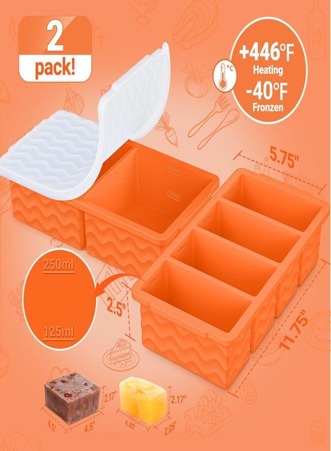 Aopigavi Silicone Freezer Tray with Lid-Soup Freezer Container molds (Orange) - Image 2
