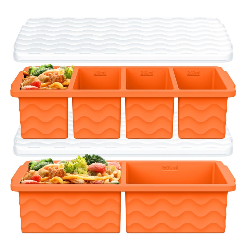 Aopigavi Silicone Freezer Tray with Lid-Soup Freezer Container molds (Orange) - Image 1