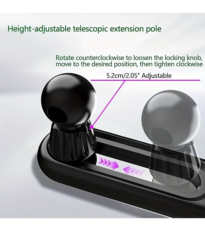Black 2pcs Spherical Support Extension Arms Adjustable Length 360 Degree Rotation Car Phone Mount - Image 4